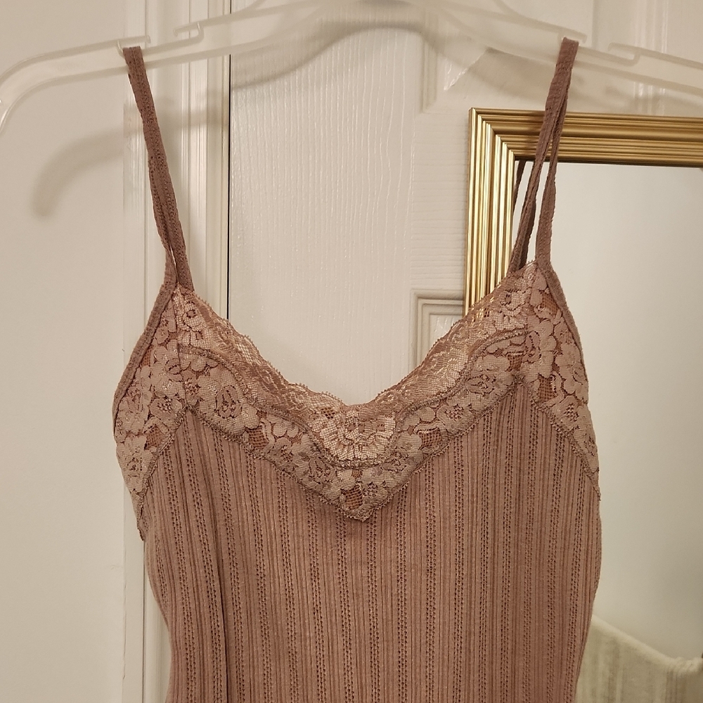 Victoria's Secret Lace Trim Camisole in Soft Brown